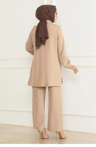 Pocket Detailed Suit Beige 19229 15337