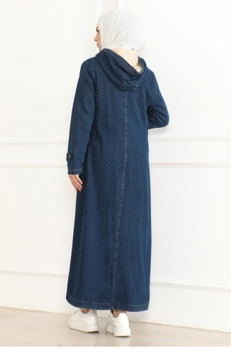 Manteau En Jean à Capuche Bleu Foncé 19230 15342