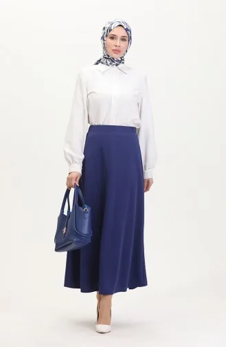 Jupe Cloche à Taille Elastique 3035-09 Indigo 3035-09