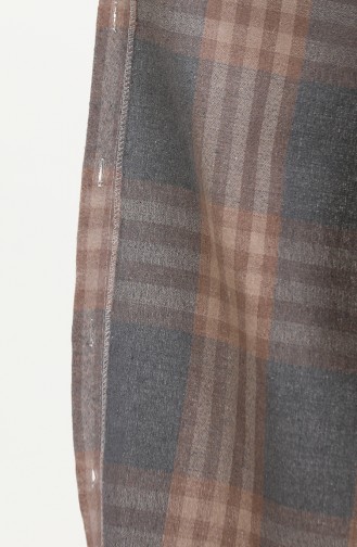Hooded Lumberjack Fabric Buttoned Coat 0534-01 Mink 0534-01