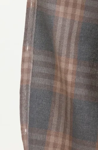 Hooded Lumberjack Fabric Buttoned Coat 0534-01 Mink 0534-01