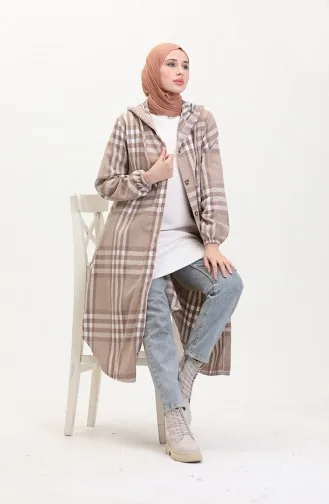 Kapuzenmütze Aus Holzfällerstoff Mit Knöpfen 0534-03 Nerzweiß 0534-03