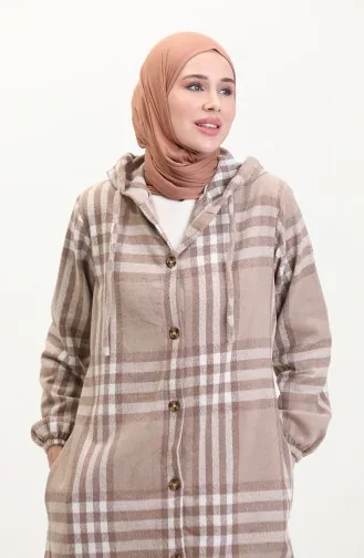 Kapuzenmütze Aus Holzfällerstoff Mit Knöpfen 0534-03 Nerzweiß 0534-03