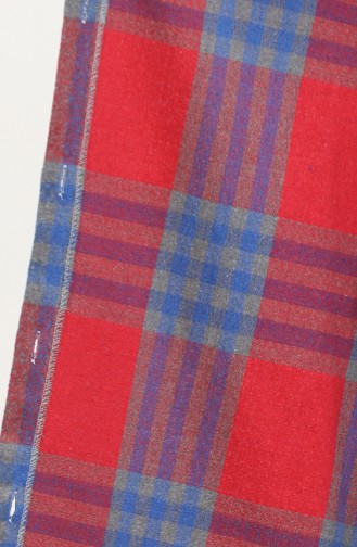 Hooded Lumberjack Fabric Buttoned Coat 0534-04 Red 0534-04