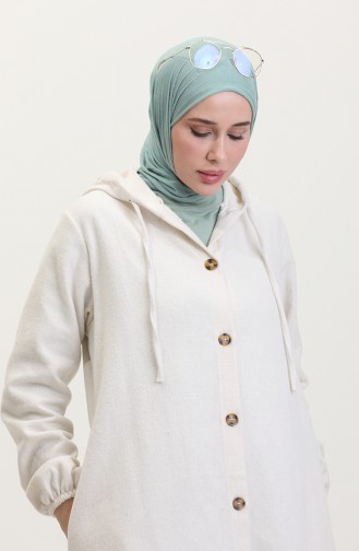 سترة بقبعة بأزرار 0535-04 كريمي 0535-04