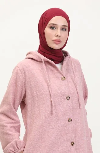 Kapüşonlu İnce Kaşe Kap 0535-05 Gül Kurusu