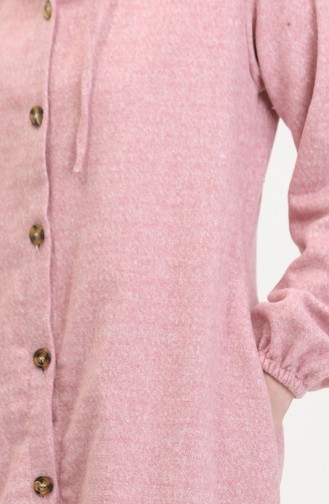 Manteau Mince à Capuche 0535-05 Rose Poudré 0535-05