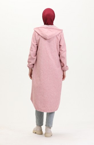 Manteau Mince à Capuche 0535-05 Rose Poudré 0535-05