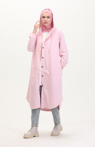 Dünner Gestempelter Umhang Mit Kapuze 0535-06 Pink 0535-06