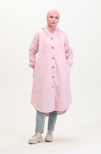 Dünner Gestempelter Umhang Mit Kapuze 0535-06 Pink 0535-06
