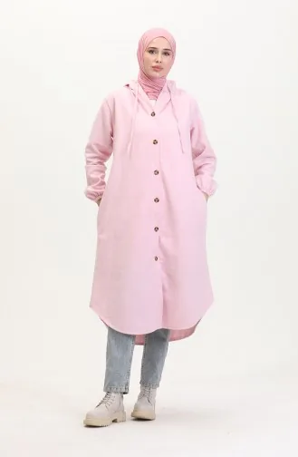 Dünner Gestempelter Umhang Mit Kapuze 0535-06 Pink 0535-06