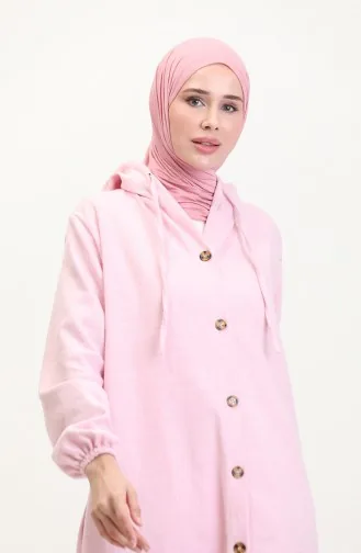Dünner Gestempelter Umhang Mit Kapuze 0535-06 Pink 0535-06