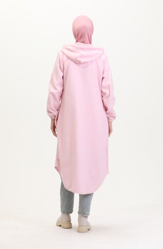 Dünner Gestempelter Umhang Mit Kapuze 0535-06 Pink 0535-06