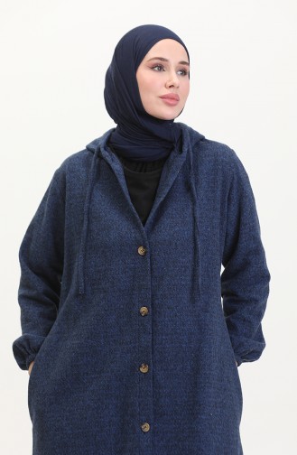 Kapüşonlu İnce Kaşe Kap 0535-08 Lacivert