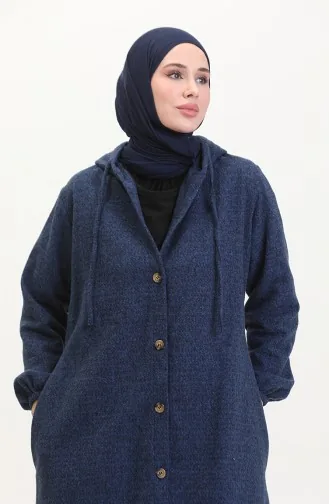 Kapüşonlu İnce Kaşe Kap 0535-08 Lacivert 0535-08