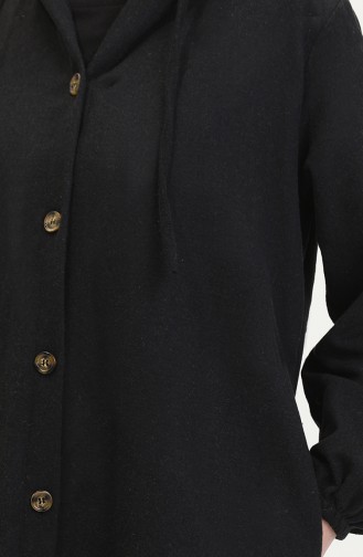 Dünnes Gestempeltes Cape Mit Kapuze 0535-09 Schwarz 0535-09