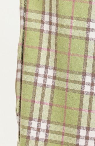 Hooded Plaid Pattern Buttoned Coat 0536-01 Oil Green 0536-01