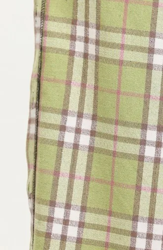 Hooded Plaid Pattern Buttoned Coat 0536-01 Oil Green 0536-01