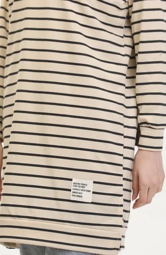 Striped Sweatshirt 0538-01 Beige Black 0538-01