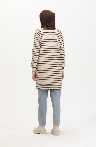 Striped Sweatshirt 0538-01 Beige Black 0538-01