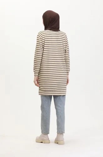 Striped Sweatshirt 0538-01 Beige Black 0538-01