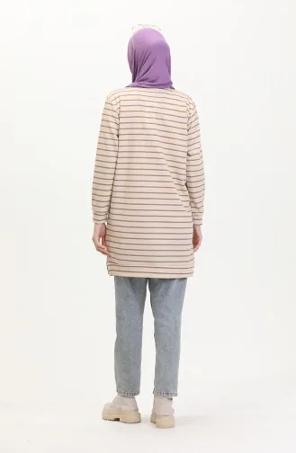 Gestreept Sweatshirt 0538-02 Beige Lila 0538-02