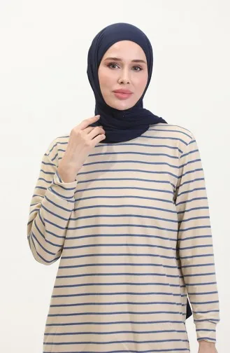 Sweat A Rayures 0538-03 Beige Indigo 0538-03