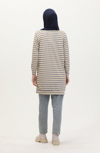 Striped Sweatshirt 0538-03 Beige Indigo 0538-03