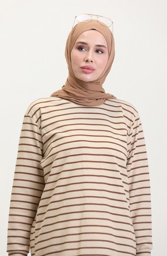 Gestreiftes Sweatshirt 0538-04 Beigebraun 0538-04