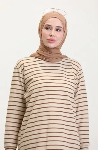 Gestreiftes Sweatshirt 0538-04 Beigebraun 0538-04