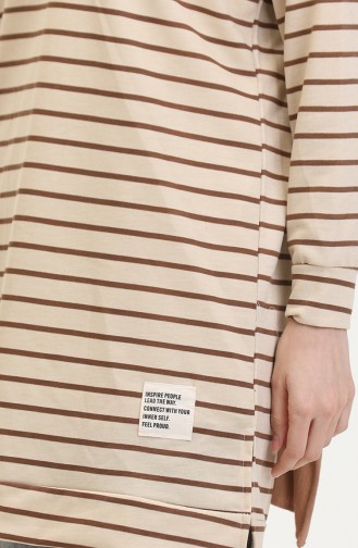 Gestreiftes Sweatshirt 0538-04 Beigebraun 0538-04
