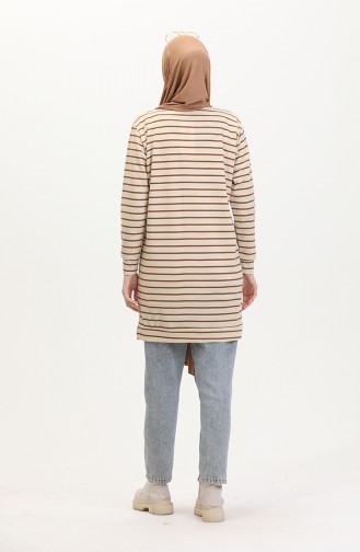 Gestreiftes Sweatshirt 0538-04 Beigebraun 0538-04
