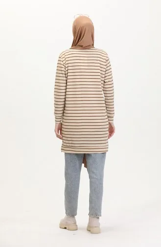 Gestreiftes Sweatshirt 0538-04 Beigebraun 0538-04
