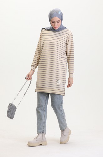 Striped Sweatshirt 0538-05 Beige Purple 0538-05