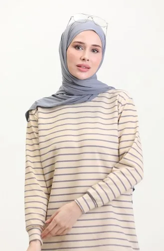 Gestreept Sweatshirt 0538-05 Beige Paars 0538-05