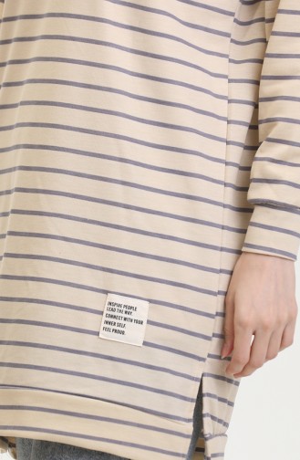 Striped Sweatshirt 0538-05 Beige Purple 0538-05