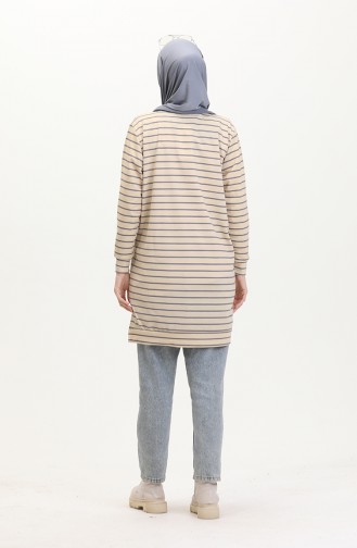 Striped Sweatshirt 0538-05 Beige Purple 0538-05