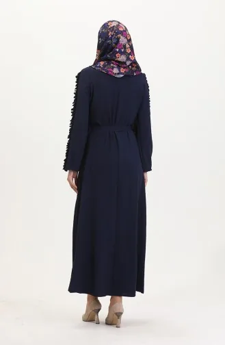 Robe Plaine Avec Manches Froufrous 2002-10 Bleu Marine 2002-10