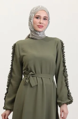 Schlichtes Kleid Mit Rüschenärmeln 2002-12 Dark Khaki 2002-12