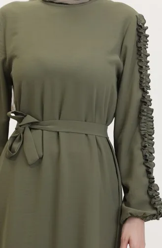 Schlichtes Kleid Mit Rüschenärmeln 2002-12 Dark Khaki 2002-12