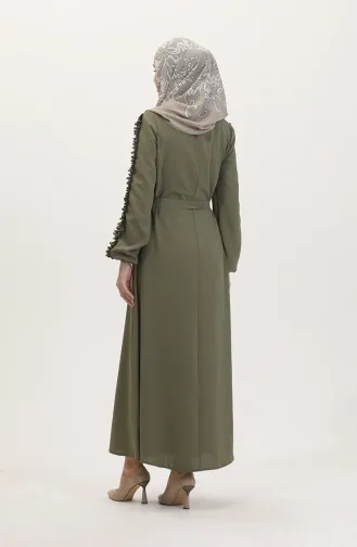 Schlichtes Kleid Mit Rüschenärmeln 2002-12 Dark Khaki 2002-12