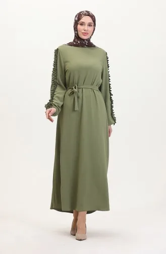 Schlichtes Kleid Mit Rüschenärmeln 2002-13 Hellkhaki 2002-13