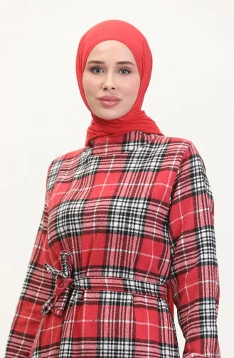 Lumberjack-Stoffkleid Mit Gürtel 0537-01 Rot 0537-01