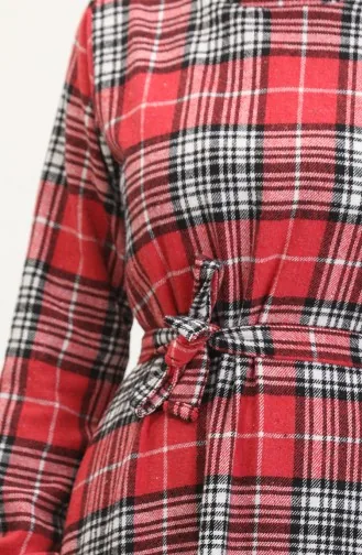 Lumberjack-Stoffkleid Mit Gürtel 0537-01 Rot 0537-01