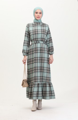 Lumberjack Fabric Belted Dress 0537-02 Almond Green 0537-02