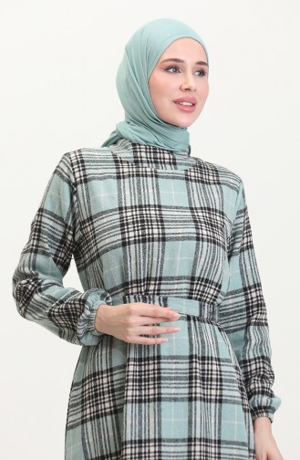 Lumberjack Fabric Belted Dress 0537-02 Almond Green 0537-02