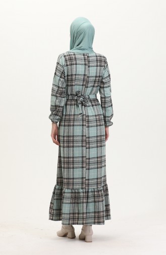 Lumberjack Fabric Belted Dress 0537-02 Almond Green 0537-02