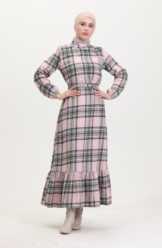 Lumberjack Fabric Belted Dress 0537-03 Powder 0537-03