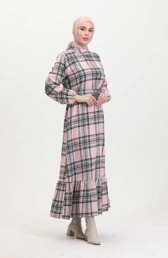 Lumberjack Fabric Belted Dress 0537-03 Powder 0537-03