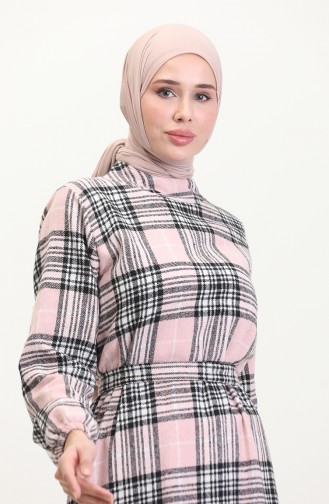 Lumberjack Fabric Belted Dress 0537-03 Powder 0537-03